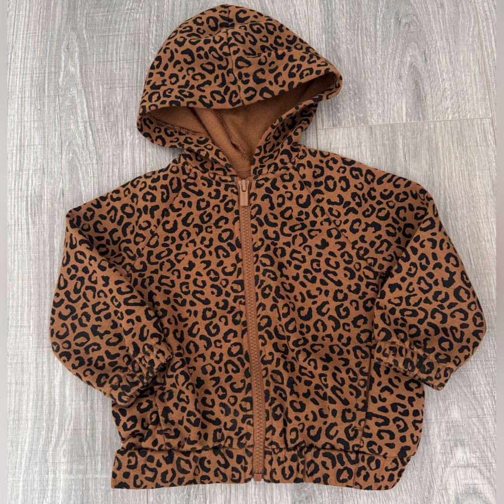 Leopard Print Hooded Sweatshirt with Zipper 18-24M